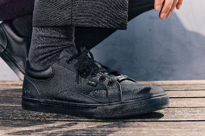 boys black leather trainers