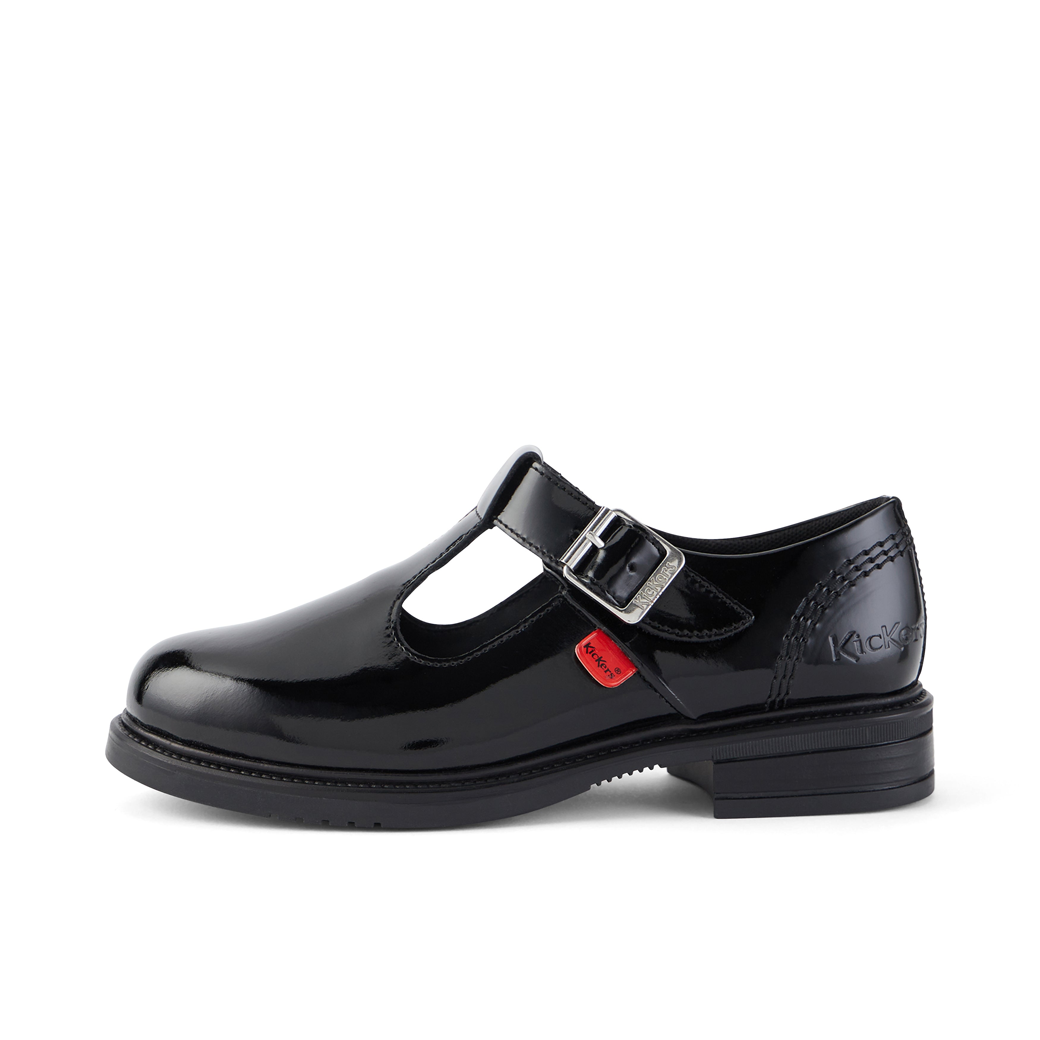 Junior Girls Lach T-Bar Patent Leather Black – Kickers