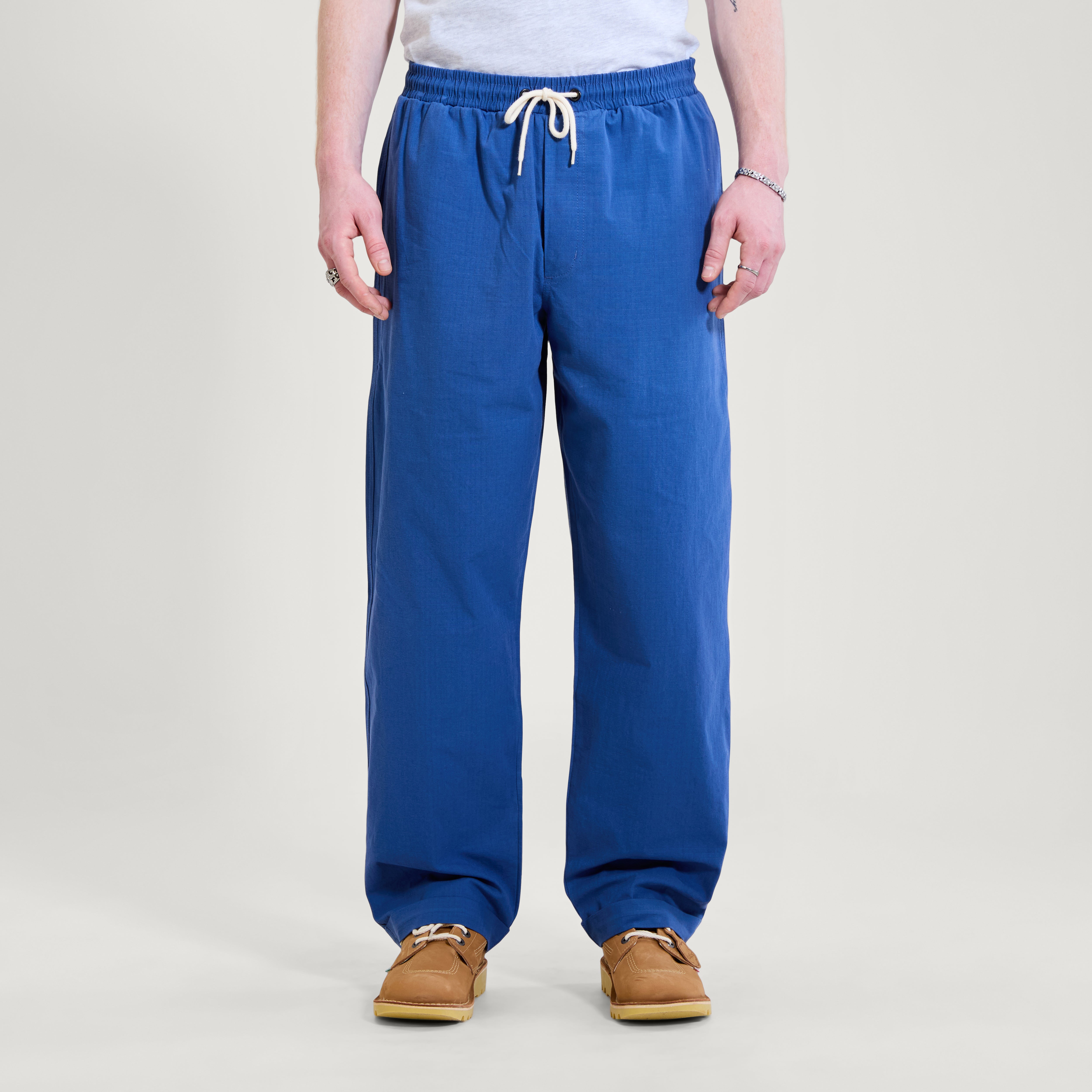 Adult Mens Kickers Wide Leg Drawstring Trouser Navy, view 1