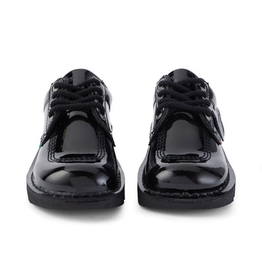Front view of Adult Womens Kick Lo Patent Leather Black
