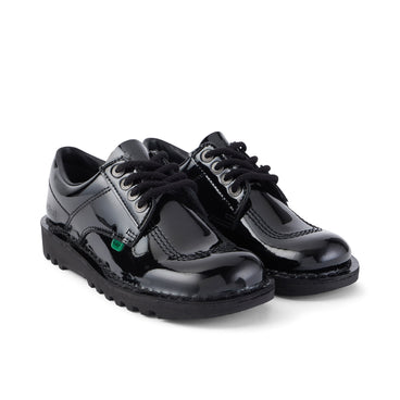 Front ¾ right of Adult Womens Kick Lo Patent Leather Black