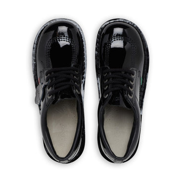 Detail view (Top view mapped) of Adult Womens Kick Lo Patent Leather Black