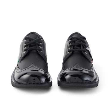 Front view of Adult Womens Kick Lo Brogue Leather Black