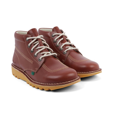 Front ¾ right of Adult Unisex Kick Hi Leather Dark Tan