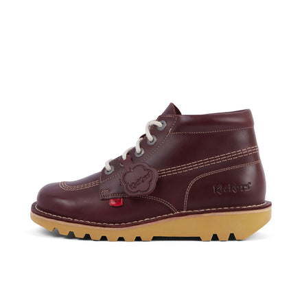 Left side view of Adult Unisex Kick Hi Leather Dark Red