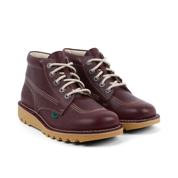 Front ¾ right of Adult Unisex Kick Hi Leather Dark Red