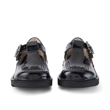 Front view of Infant Girls Kick T-Bar Patent Leather Black