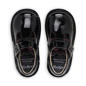 Detail view (Top view mapped) of Infant Girls Kick T-Bar Patent Leather Black