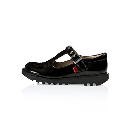 Left side view of Junior Girls Kick T Bar Patent Leather Black