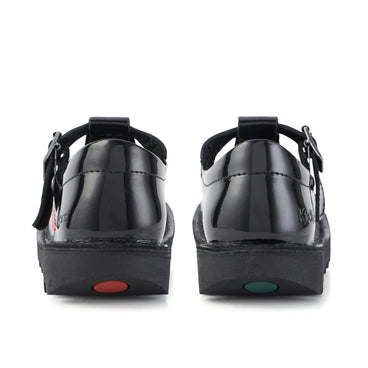 Back view of Junior Girls Kick T Bar Patent Leather Black