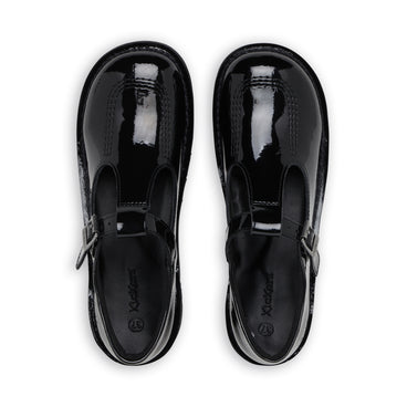 Detail view (Top view mapped) of Youth Womens Kick T Bar Patent Leather Black