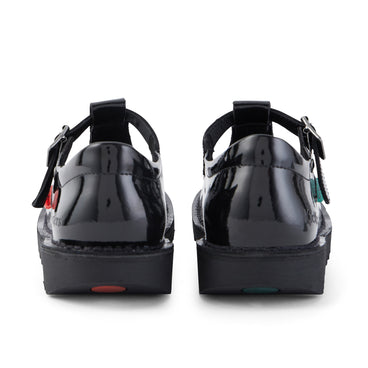 Back view of Youth Womens Kick T Bar Patent Leather Black