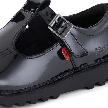 Detail view (close-up) of Youth Womens Kick T Bar Patent Leather Black