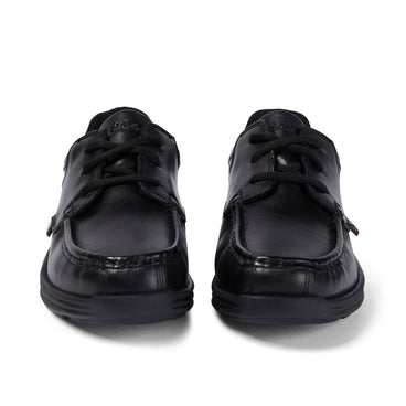 Front view of Youth Mens Reasan Lace Leather Black