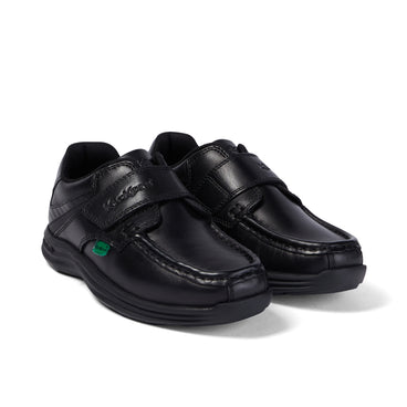Front ¾ right of Junior Boys Reasan Strap Leather Black
