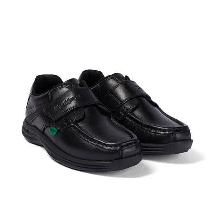 Front ¾ right of Junior Boys Reasan Strap Leather Black