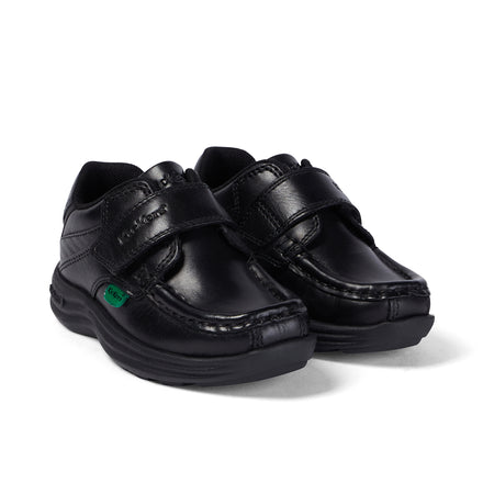 Front ¾ right of Infant Boys Reasan Strap Leather Black