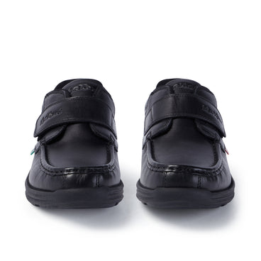 Front view of Youth Mens Reasan Strap Leather Black