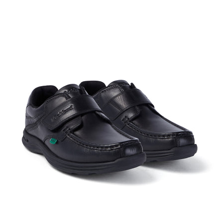 Front ¾ right of Youth Mens Reasan Strap Leather Black