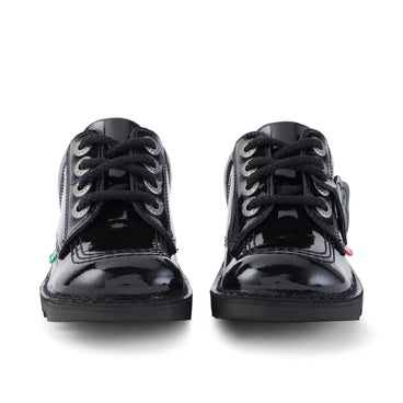 Front view of Junior Unisex Kick Lo Patent Leather Black