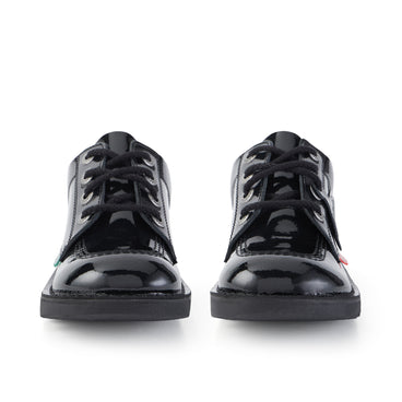 Front view of Youth Unisex Kick Lo Patent Leather Black
