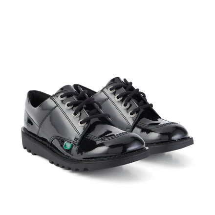 Front ¾ right of Youth Unisex Kick Lo Patent Leather Black