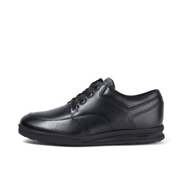 Left side view of Youth Mens Troiko Lace Leather Black