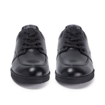 Front view of Youth Mens Troiko Lace Leather Black