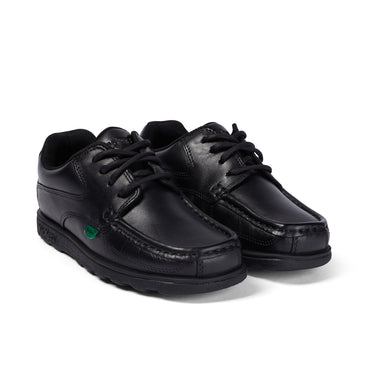 Front ¾ right of Junior Boys Fragma Lace Leather Black