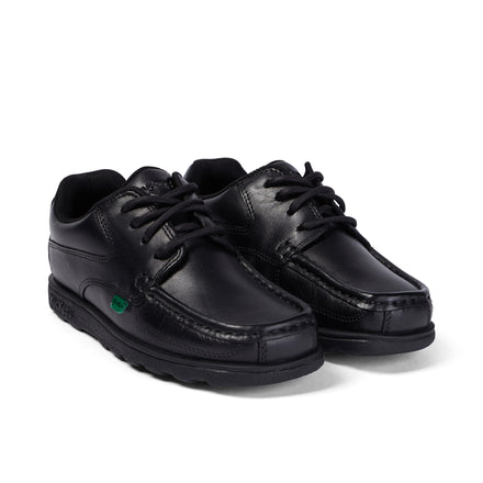 Front ¾ right of Junior Boys Fragma Lace Leather Black