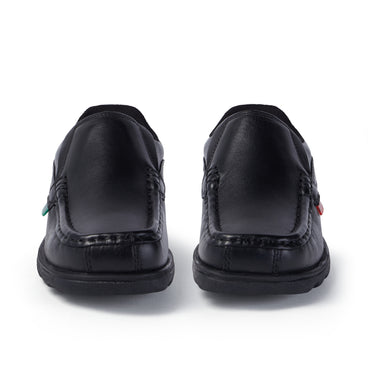 Front view of Junior Boys Fragma Slip Leather Black