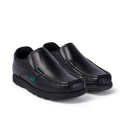 Front ¾ right of Junior Boys Fragma Slip Leather Black