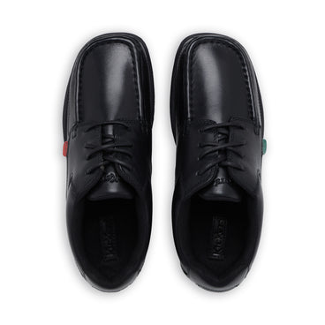 Detail view (Top view mapped) of Youth Mens Fragma Lace 4 Eyelet Leather Black