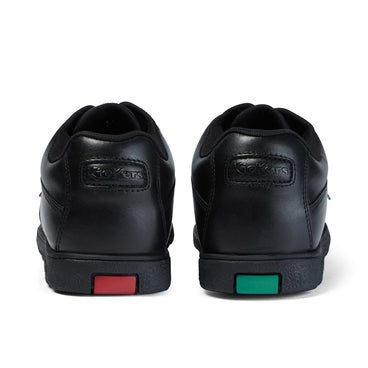 Back view of Youth Mens Fragma Lace 4 Eyelet Leather Black