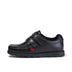 Left side view of Youth Mens Fragma Moc Twin Vel Leather Black