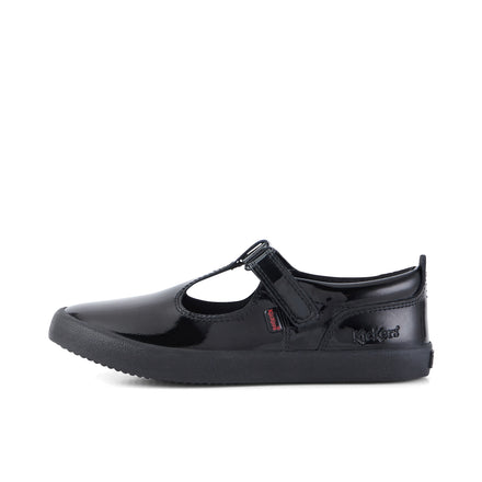 Left side view of Junior Girls Kariko T Bar Patent Leather Black