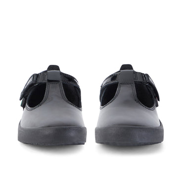 Front view of Junior Girls Kariko T Bar Patent Leather Black
