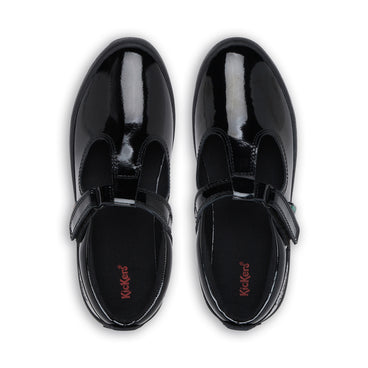 Detail view (Top view mapped) of Junior Girls Kariko T Bar Patent Leather Black