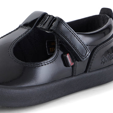 Detail view (close-up) of Junior Girls Kariko T Bar Patent Leather Black