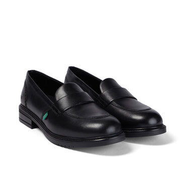 Front ¾ right of Adult Womens Lach Slip Leather Black