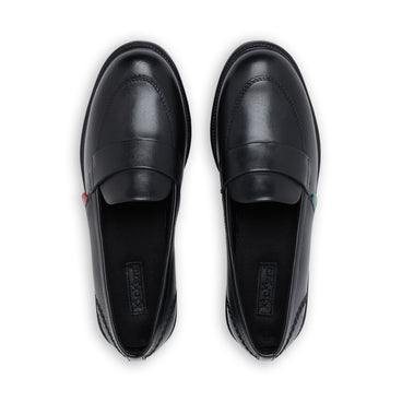 Detail view (Top view mapped) of Adult Womens Lach Slip Leather Black