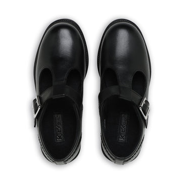 Detail view (Top view mapped) of Junior Girls Lach T-Bar Leather Black