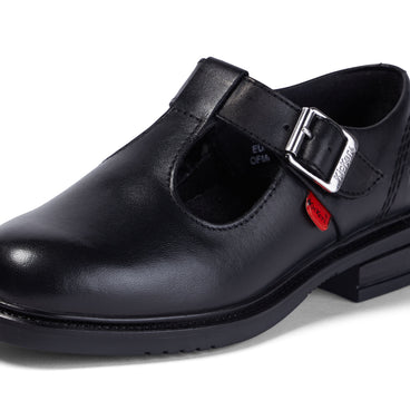 Detail view (close-up) of Junior Girls Lach T-Bar Leather Black