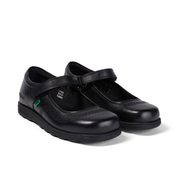 Front ¾ right of Junior Girls Fragma Pop Leather Black