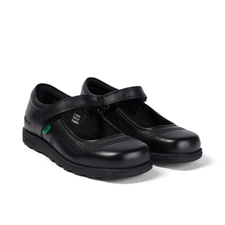 Front ¾ right of Junior Girls Fragma Pop Leather Black