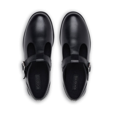 Detail view (Top view mapped) of Youth Womens Lach T-Bar Leather Black