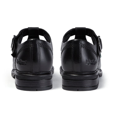 Back view of Youth Womens Lach T-Bar Leather Black
