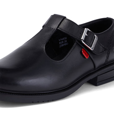 Detail view (close-up) of Youth Womens Lach T-Bar Leather Black