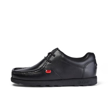 Left side view of Youth Mens Fragma Lace Leather Black