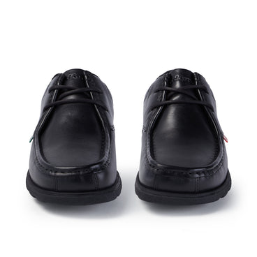 Front view of Youth Mens Fragma Lace Leather Black